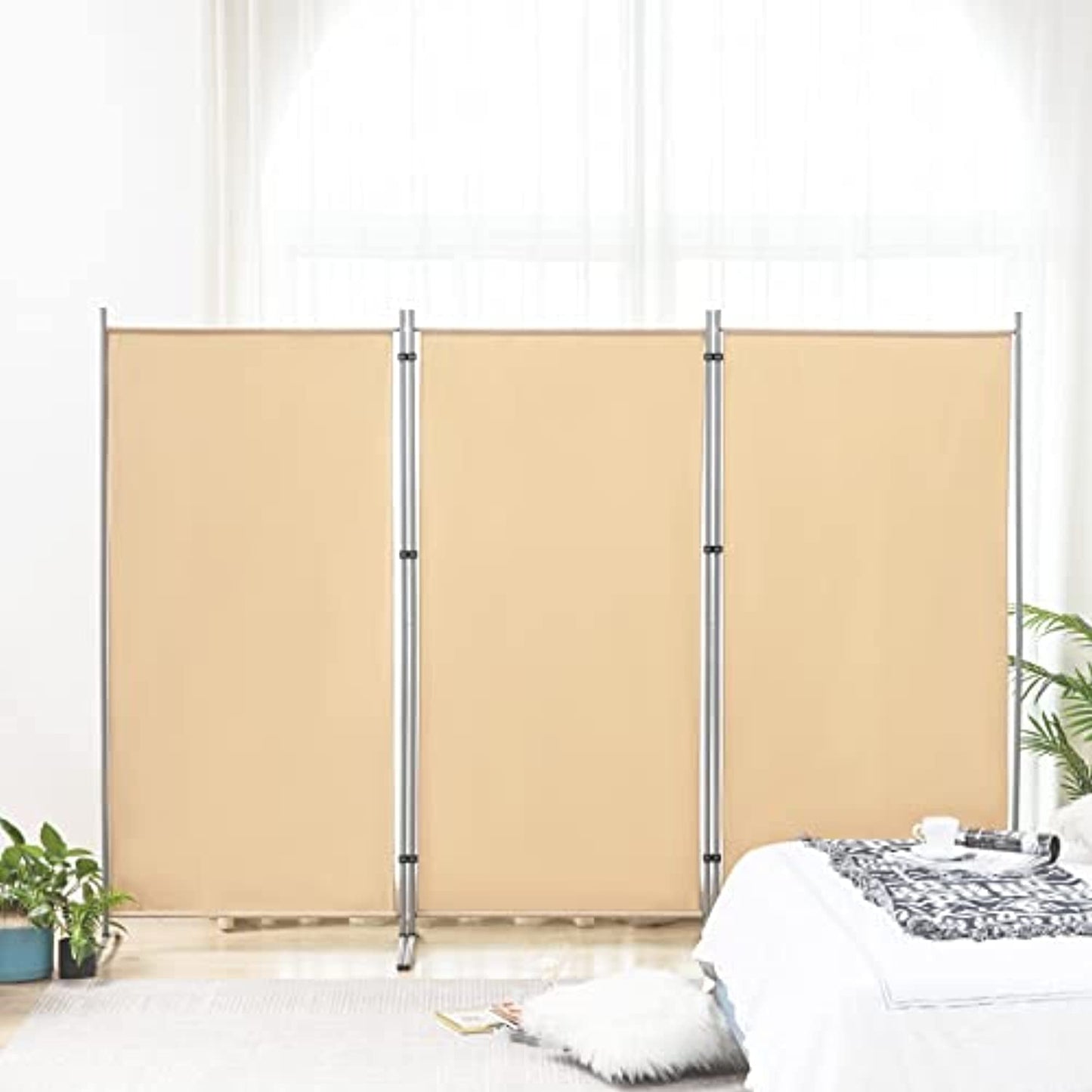 3 Panel Room Divider, 6 Ft Tall Folding Privacy Screen 102" W X 23" D x 71" H (Arch)