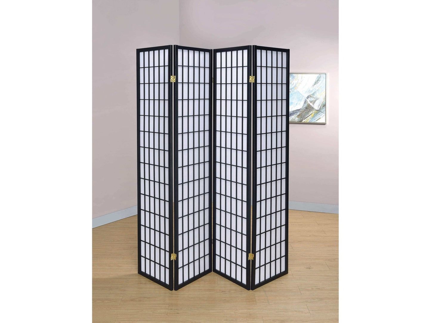 Roberto Black & White 4 Panel Folding Screen