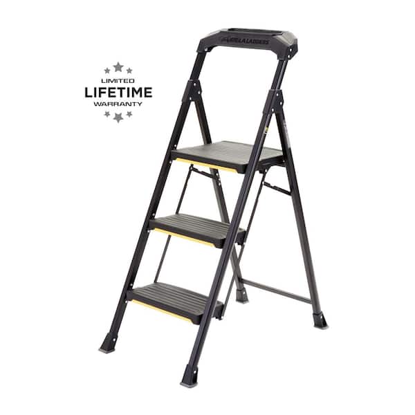 Step Stool 3-Step Pro-Grade Steel 300 lbs. Load Capacity Type IA