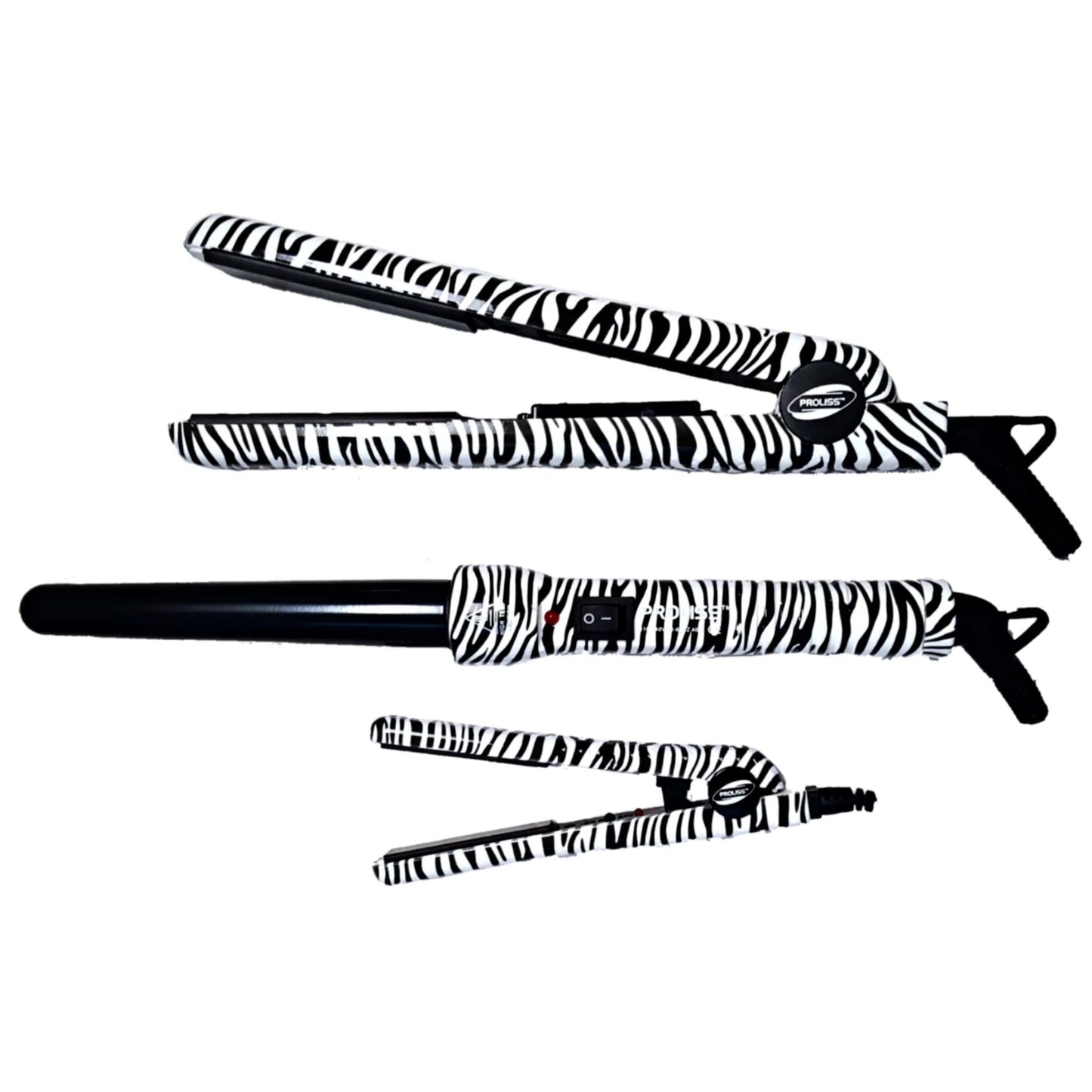 The Essentials Full Styling Set - 100% Solid Ceramic 1.25" Flat Iron, 0.5" Mini Flat Iron, & Curling Wand