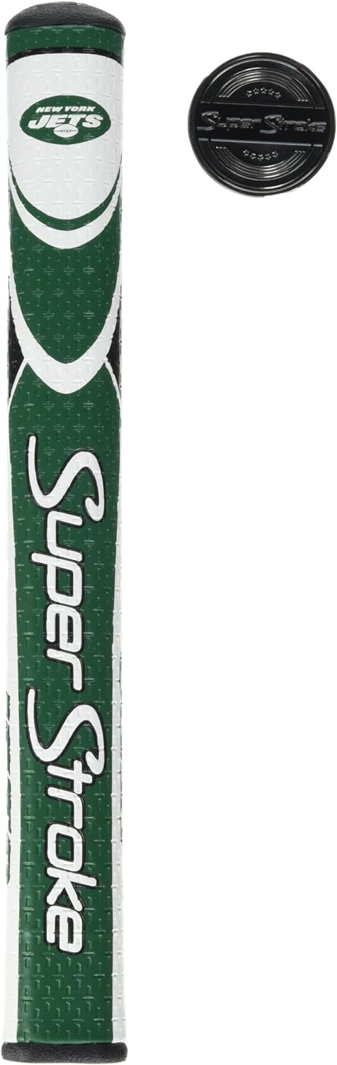 SuperStroke NFL Traxion Tour Putter Grip, New York Jets (Standard) | Improves Feedback and Tackiness | Reduces Taper to Minimize Grip Pressure | Polyurethane Outer Layer