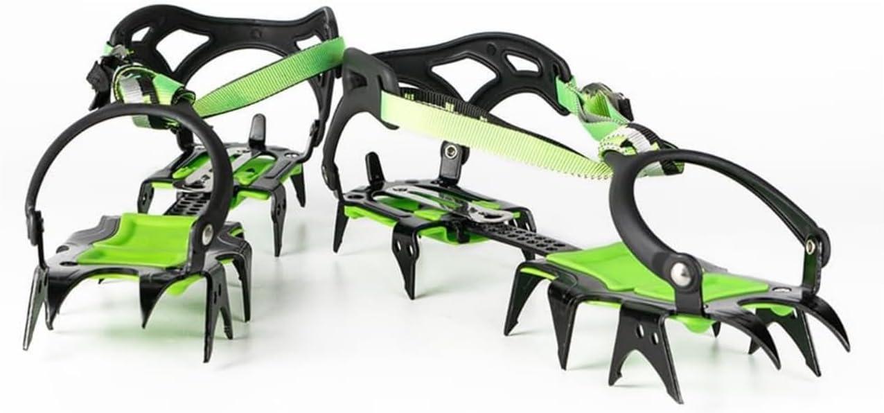 BRS-S1 Pair of 14 Tooth Outdoor Unisex Crampons Ski Ice Glacier Cleats Traction Device for Walking Hiking Mountaineering Trekking