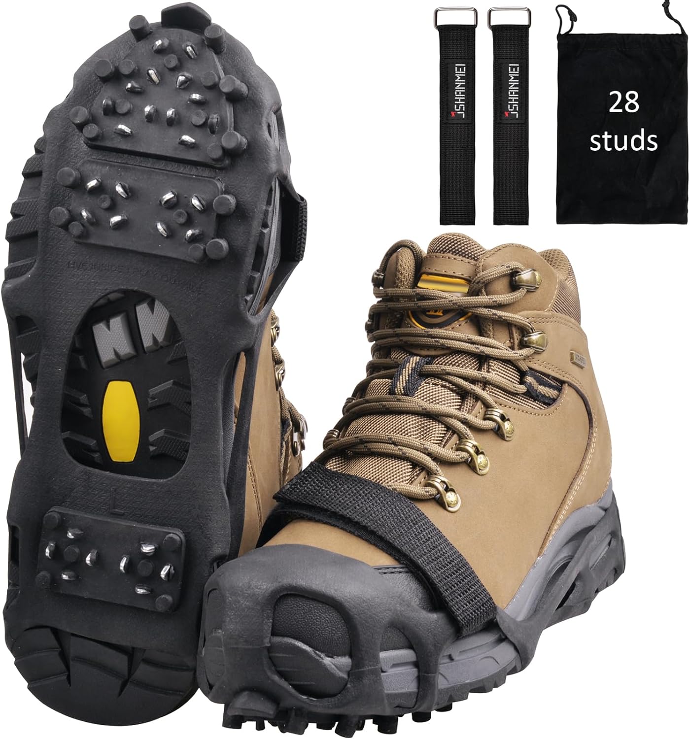 Ice Cleats Snow Walking Traction Cleats Anti Slip 28 Studs Crampons Ice Cleats for Shoes and Boots Men Women Snow Boots Shoes Ice & Snow Grips