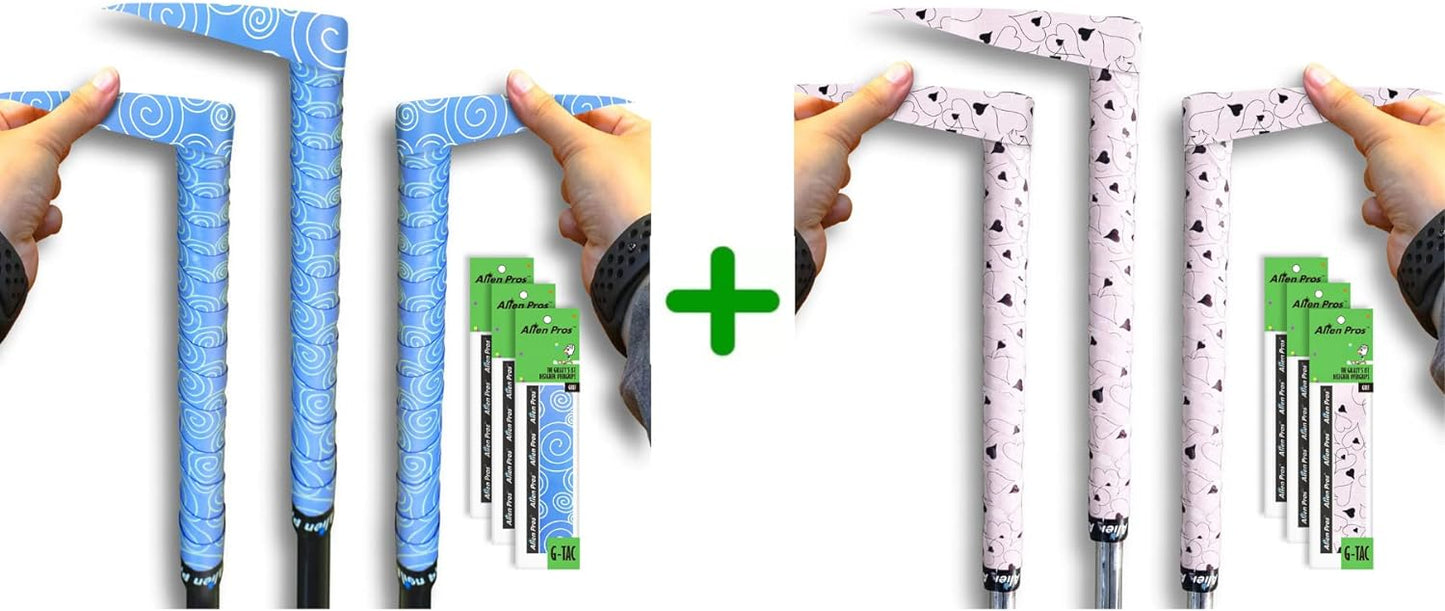 ALIEN PROS 6 Pack Blue Clouds & Lovely Hearts Mix Golf Grip Wrapping Tapes - ReGrip in 1 Minute