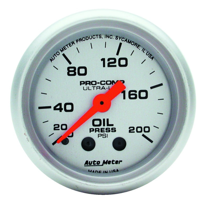Autometer Ultra-Lite 52mm 0-200 PSI Mechanical Oil Pressure Gauge Universal | 4322