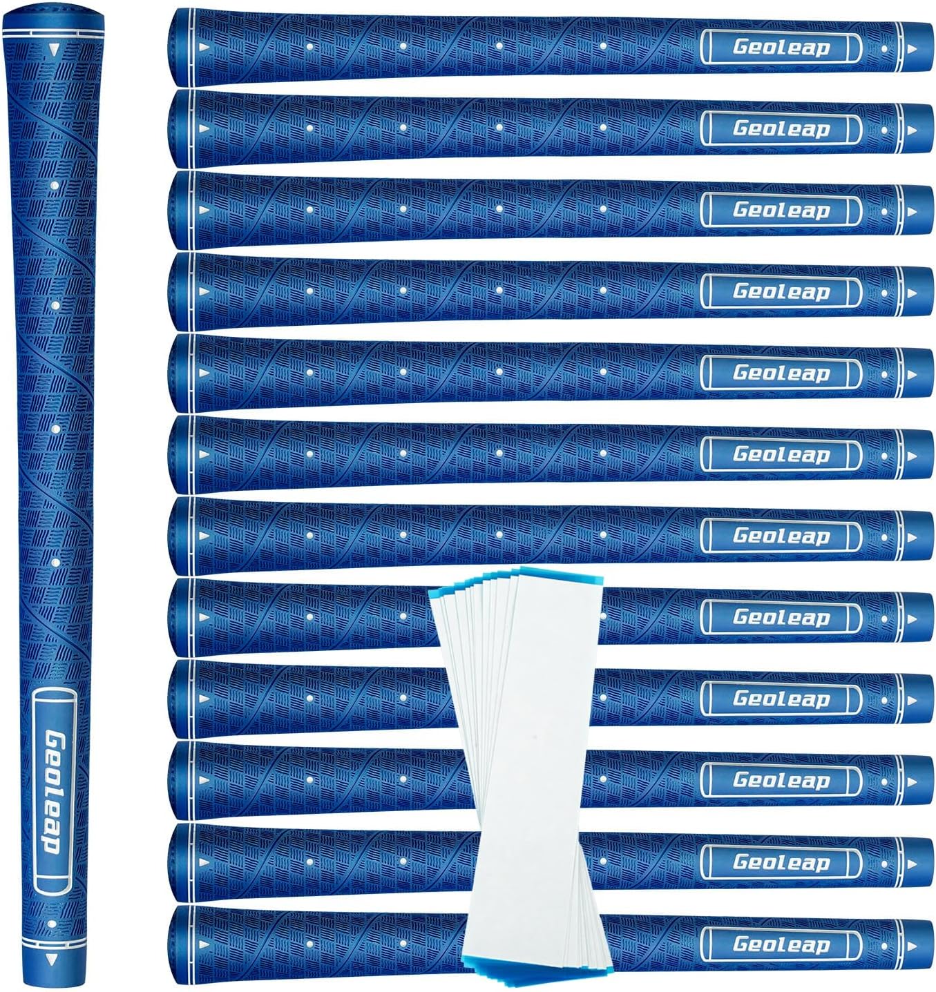 Geoleap Golf Grip Set of 13- Grips with 15 Tapes and Grips with All Repair Kits for Choice,Memory Point assists Hand Placement,Premium Rubber Golf club Grips with Corrugated Textured Control Technology.