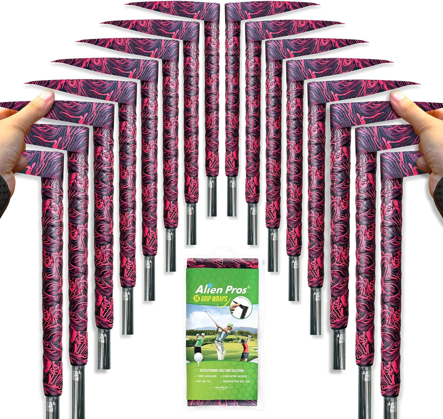 ALIEN PROS Golf Grip Wrapping Tapes - Innovative Golf Club Grip Solution - Enjoy a Fresh New Grip Feel in Less Than 1 Minute