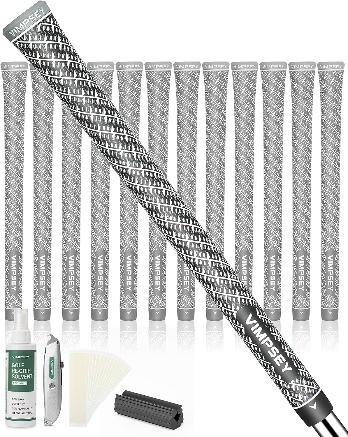 Full Cord Golf Grips ,13 Grips Set or 13 Grips with Full Regripping Kits ,Anti-Slip Cord Golf Club Grips, Standard/Midsize