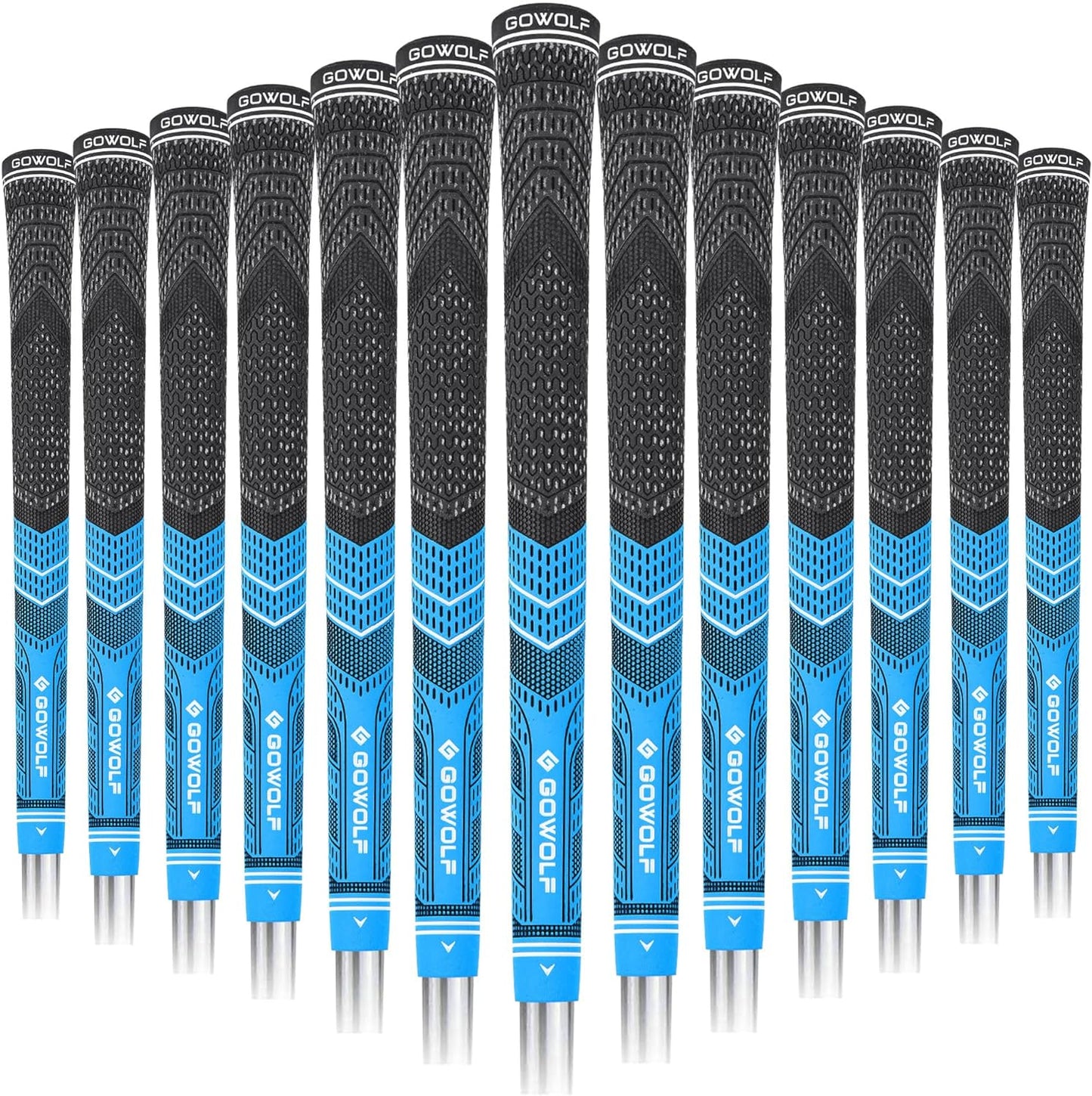 Corded Rubber Golf Grips 13 Pack, Low Taper Design, Multi-Compound Hybrid Golf Club Grips, with Free 15 Tapes