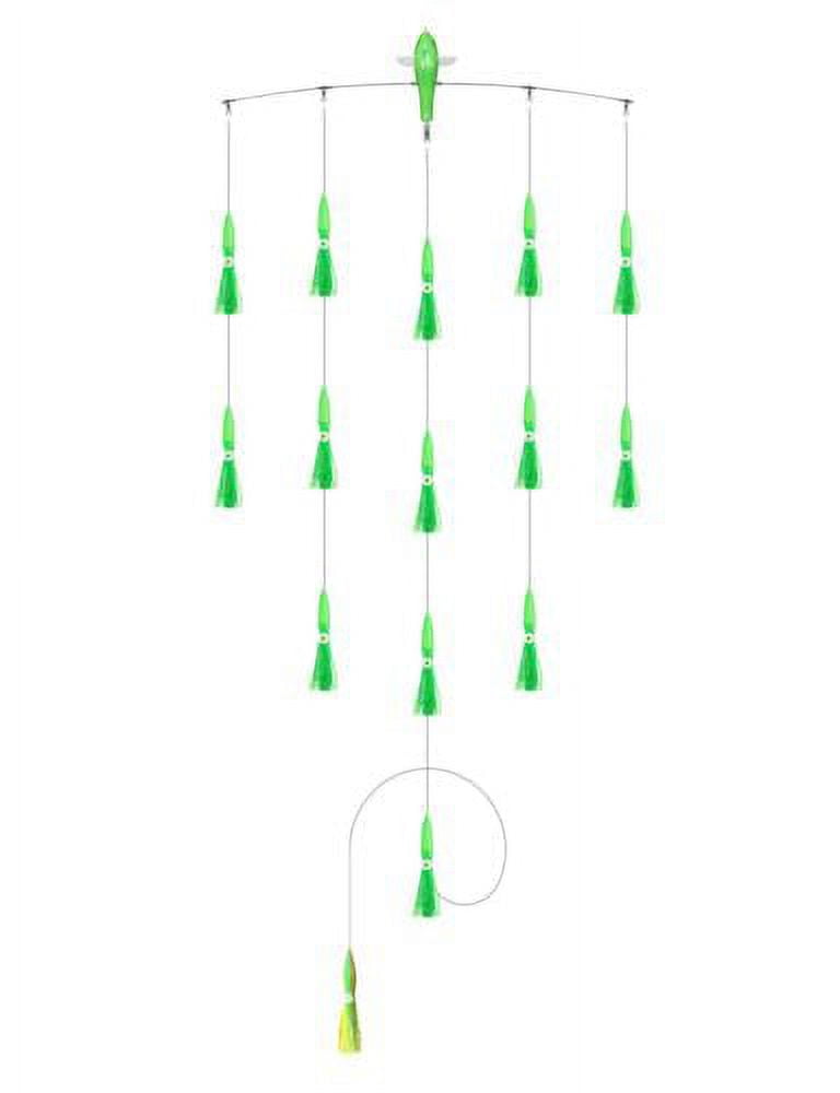 BLUEWING 36in Fishing Spreader Bar Splasher Baits Bulb Squids and Trolling Birds Spreader Bar for Offshore Trolling, Green