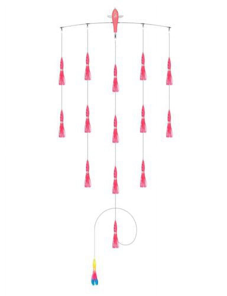 BLUEWING 36in Fishing Spreader Bar Splasher Baits Bulb Squids and Trolling Birds Spreader Bar for Offshore Trolling, Pink