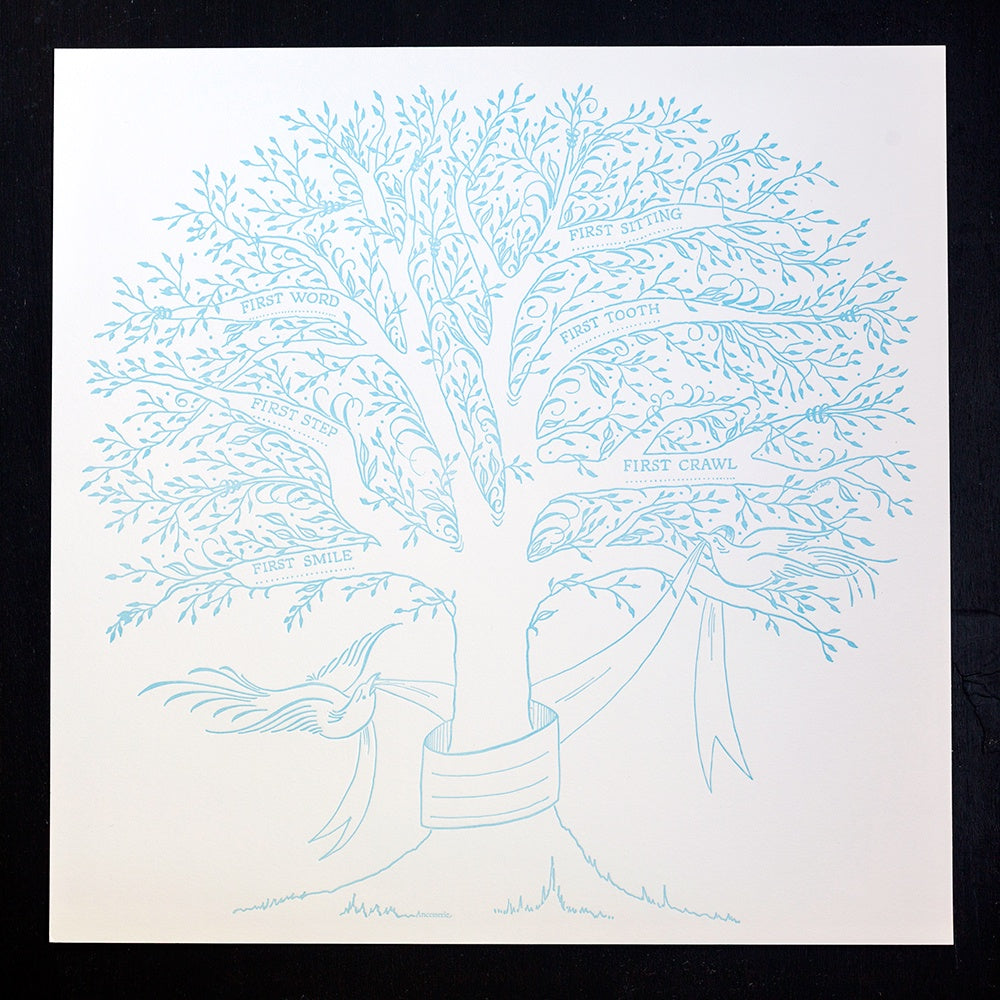 Birth Tree Print-Aqua