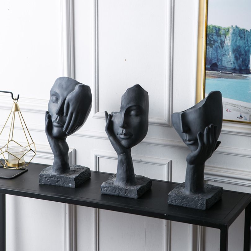 Contemporary Human Face on Palm Sculpture