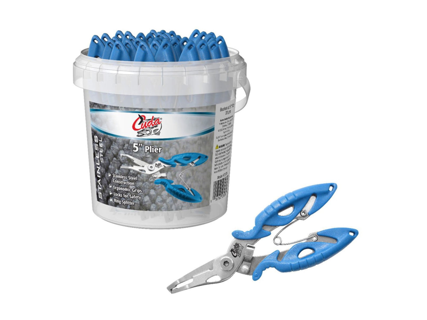 Cuda Pliers, Bucket of 20 pcs, Blue, 5in
