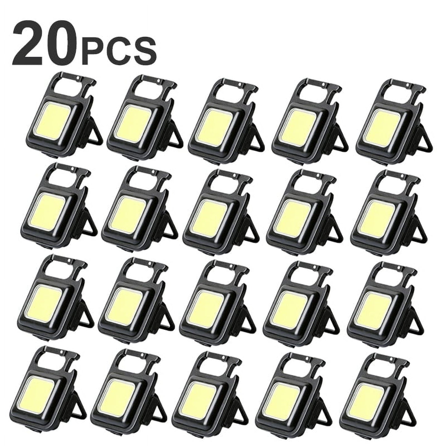 Mini LED Working Light Portable Pocket Flashlight USB Rechargeable Key Light Lantern Camping Outside Hiking COB Lantern 20PC