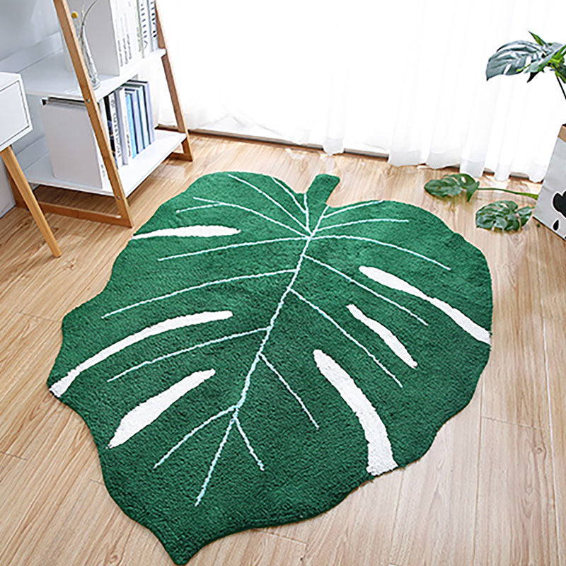Modern Green Leaf Shaped Area Rug