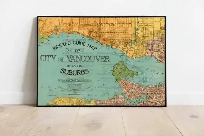 Vancouver City Map Wall Print| Vancouver City Plan Map