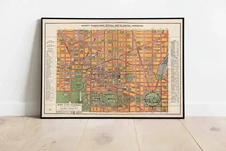 Pictorial Map of Central Washington| Washington D.C. Old Map