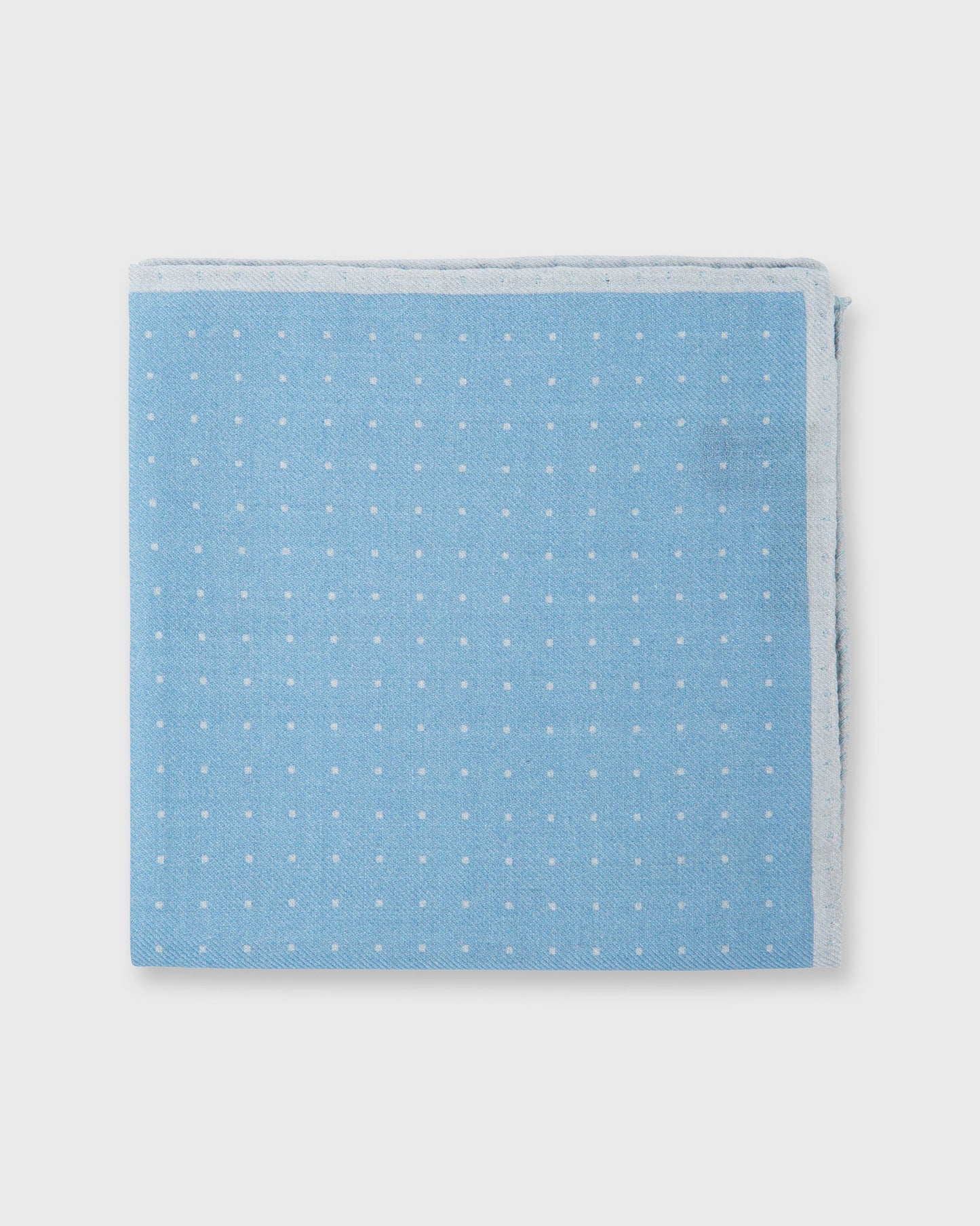 Wool/Silk Print Pocket Square in Glacier Blue/Pale Grey Micro Dot