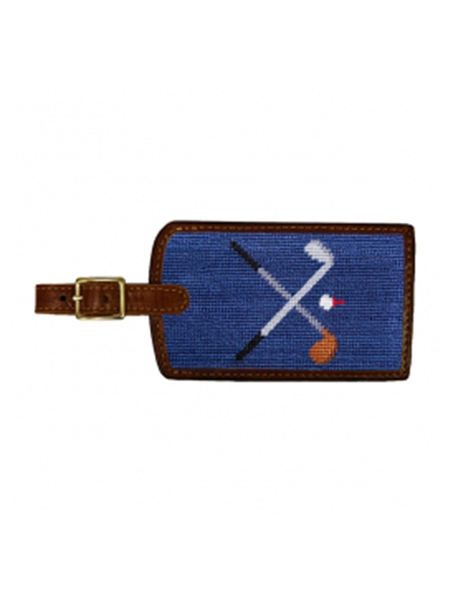 Smathers & Branson Crossed Golf Clubs Needlepoint Luggage Tag