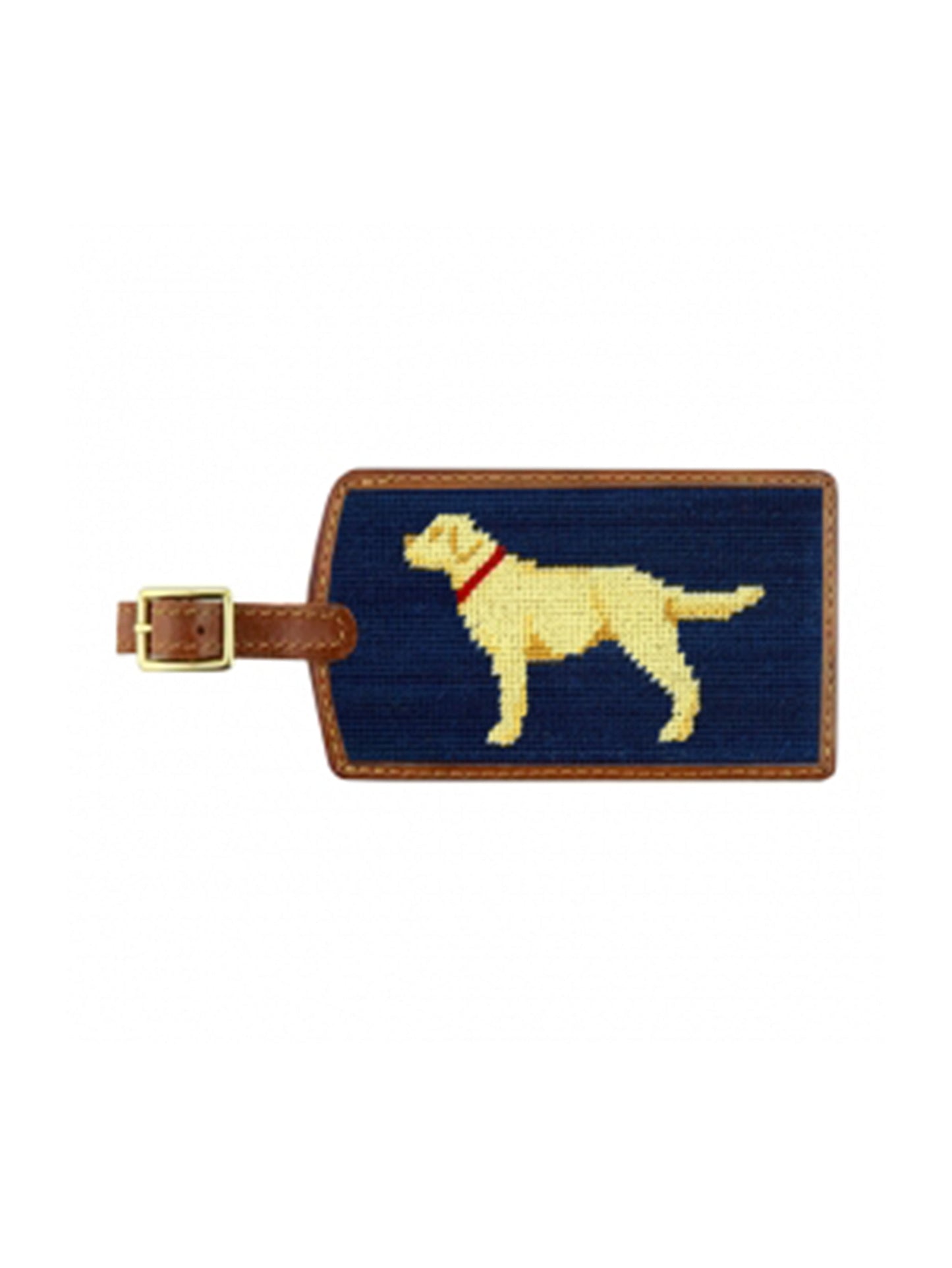 Smathers & Branson Needlepoint Luggage Tag Yellow Lab Weston Table