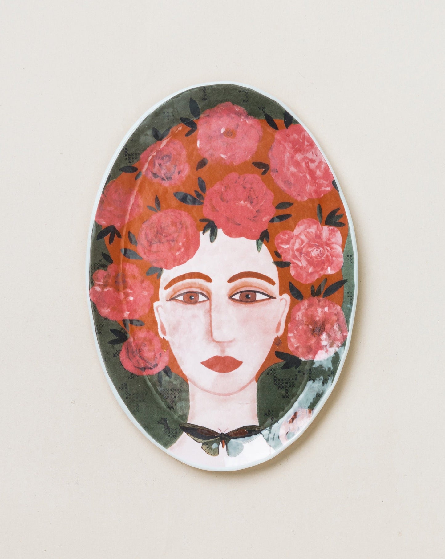 Woman Oval Tray Red Hair