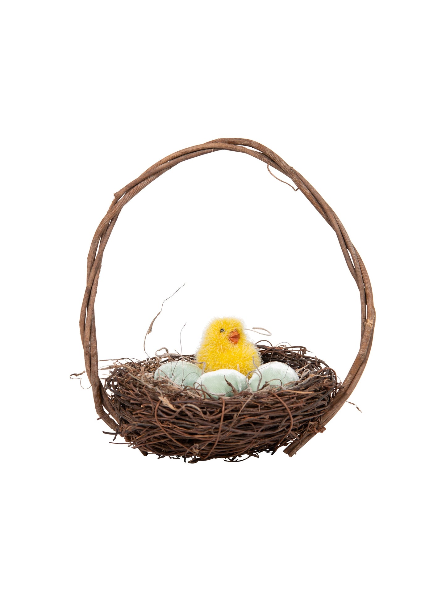 Spring Nest Basket with Velvet Eggs and Chick