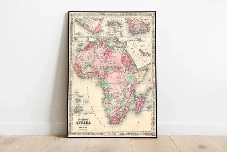 Africa Map Wall Print| 1864 Africa Map