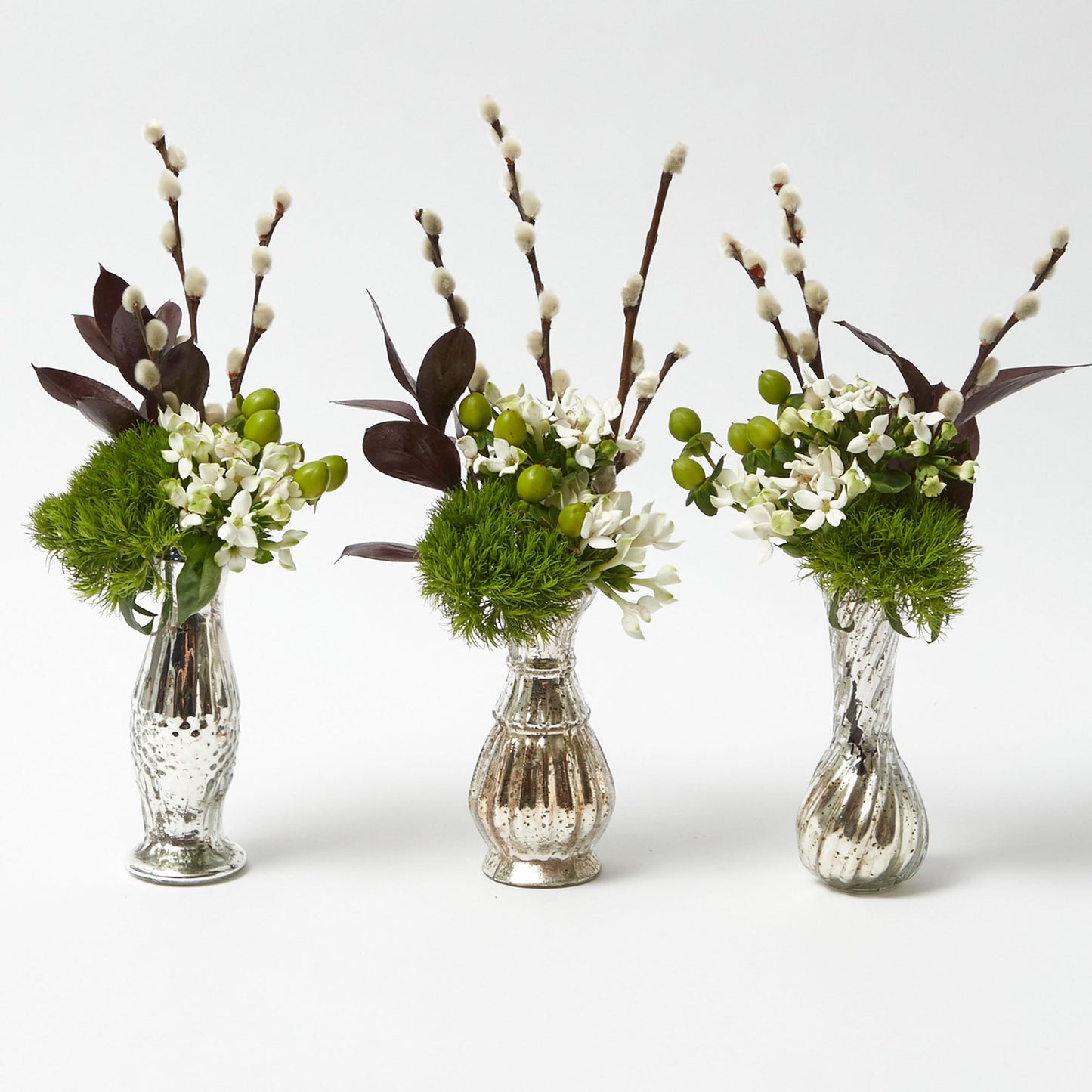 Trio of Mercury Bud Vases