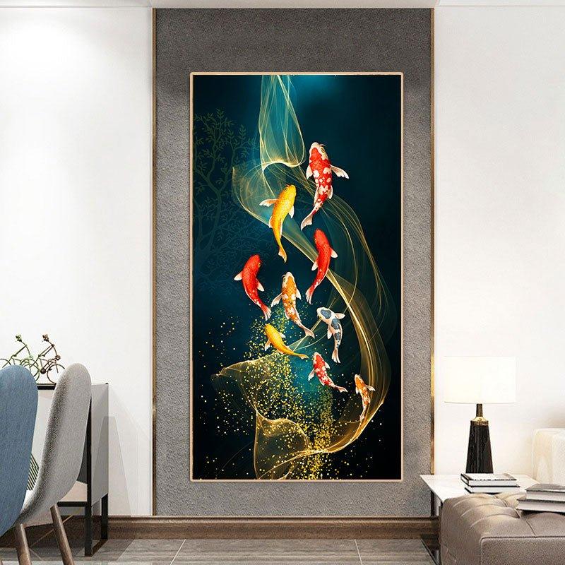 Chinese Style Red Koi Lucky Carp Canvas Painting - Animal Amity