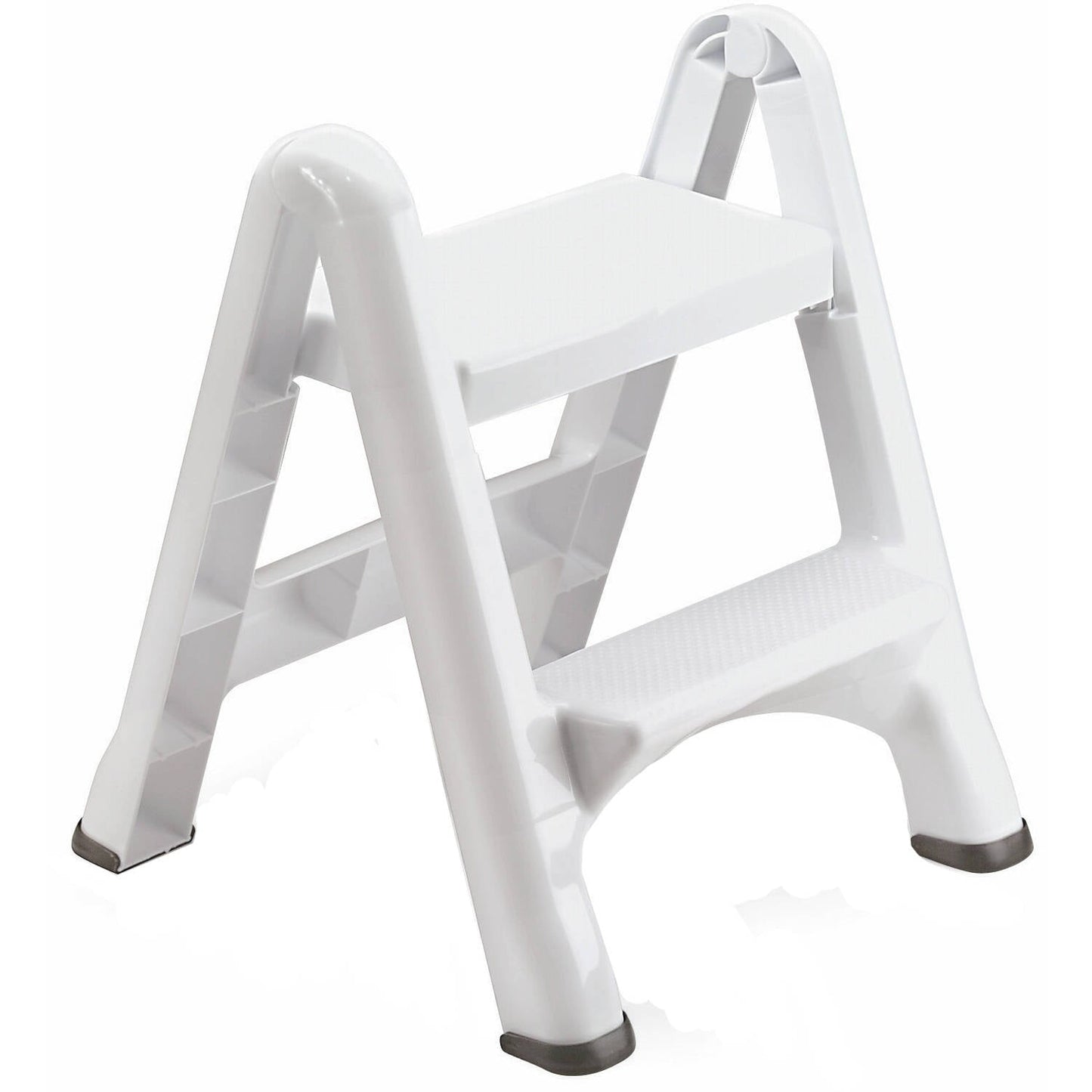 Folding Step Stool with 4 Skid Resistant Footpads, White