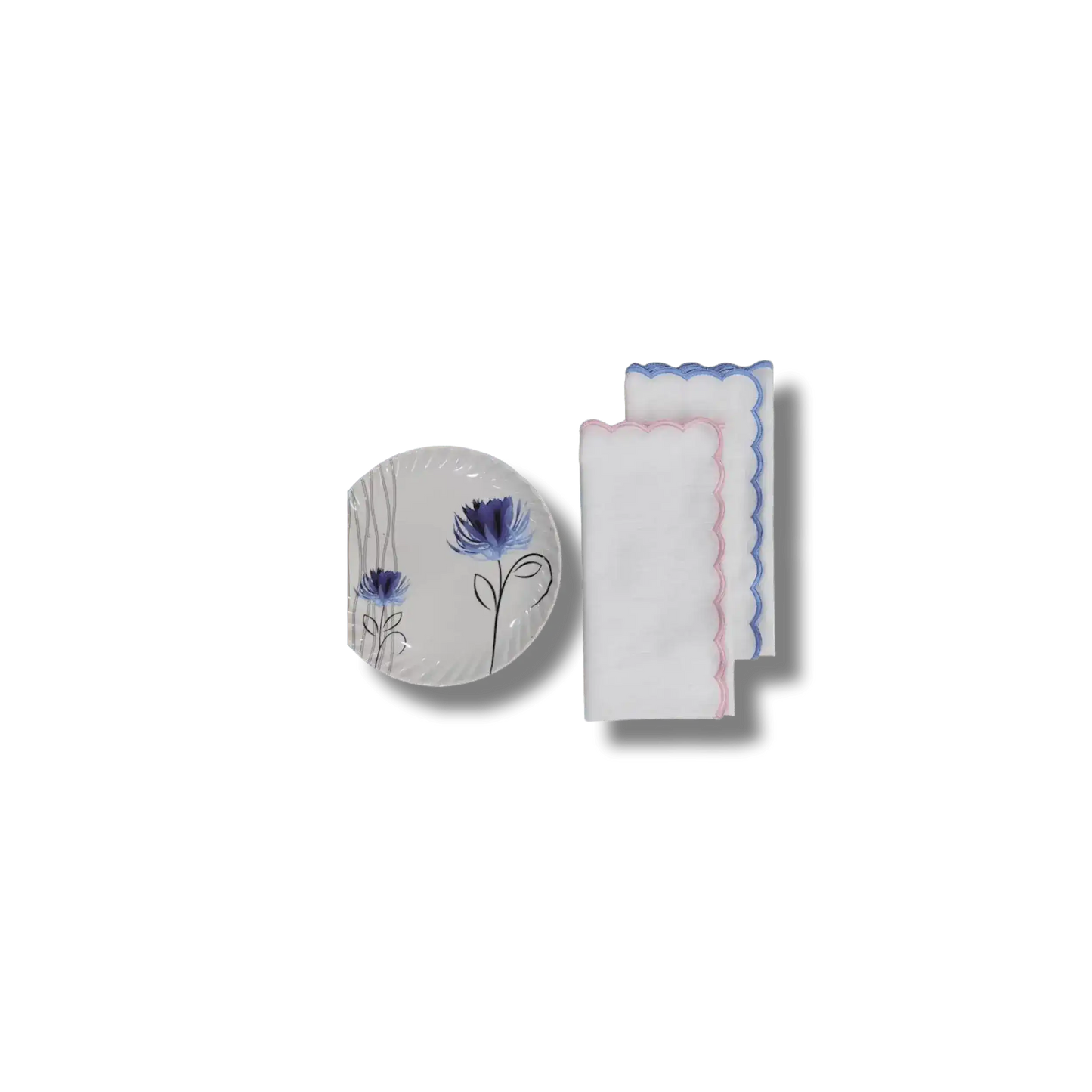 Embroidered Trim White Linen Napkins