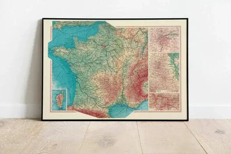 Geographical Map of France| Map Wall Decor
