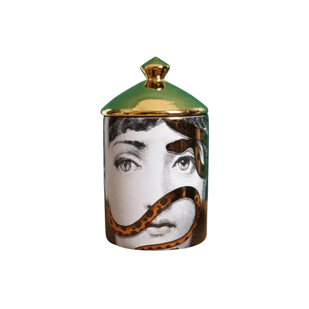 Gold Snake Lina Cavalieri Ceramic Aromatherapy Candle Jar with Lid