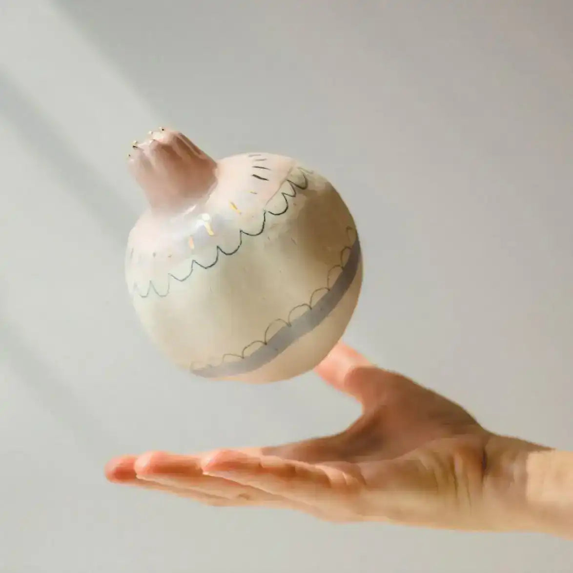 Hand Crafted Porcelain Pomegranate Deco - Pink