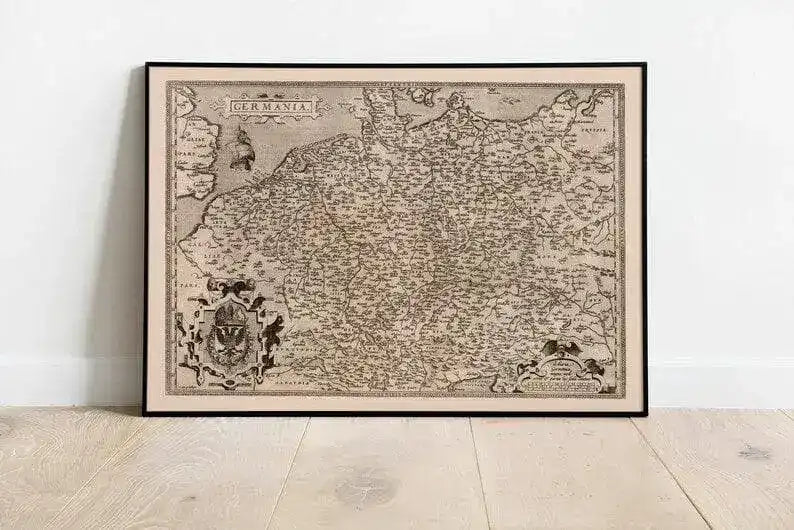 Historical Map of Germany 1570| Old Map Wall Decor