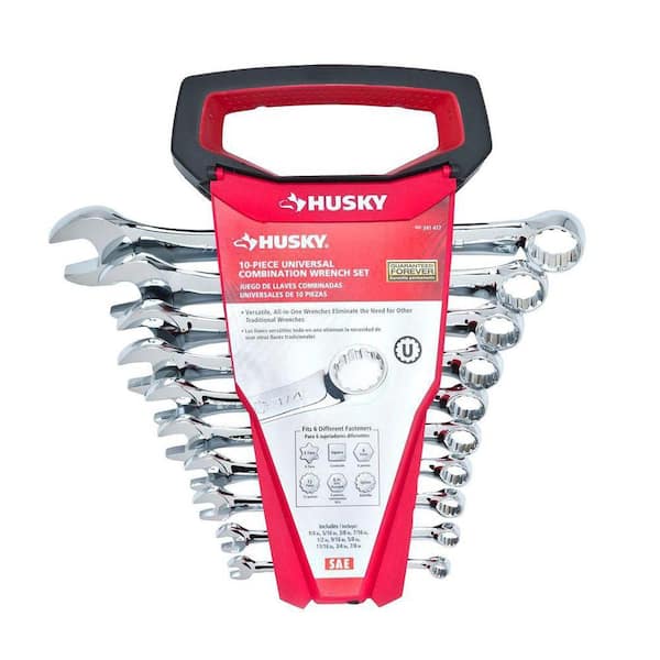 Combination Wrench Set 10-Piece SAE Universal Alloy Steel Full Polished Chrome