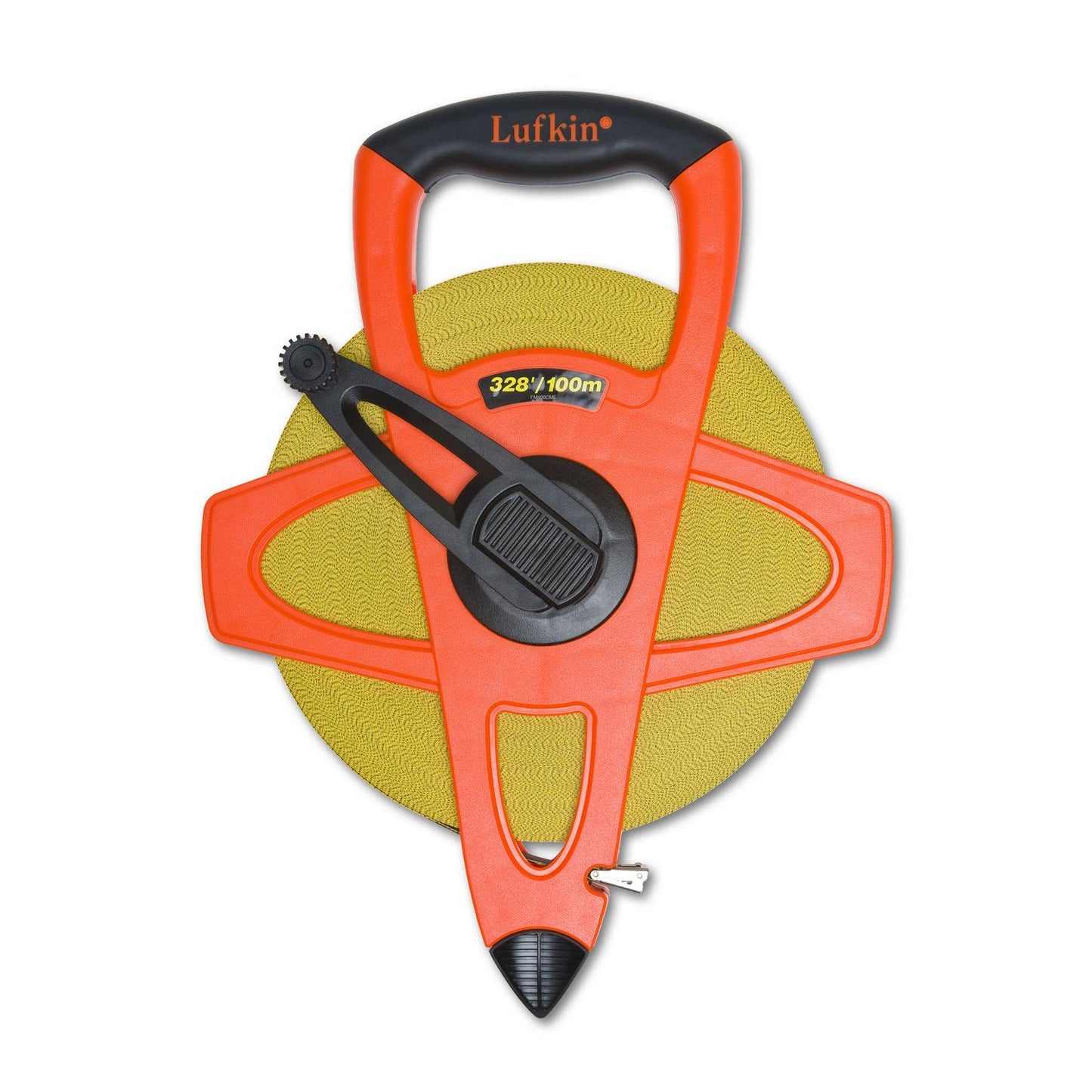 Lufkin FM100CME 1/2" x 100m/328' Hi -Viz Orange Fiberglass SAE/Metric Dual Sided Tape Measure