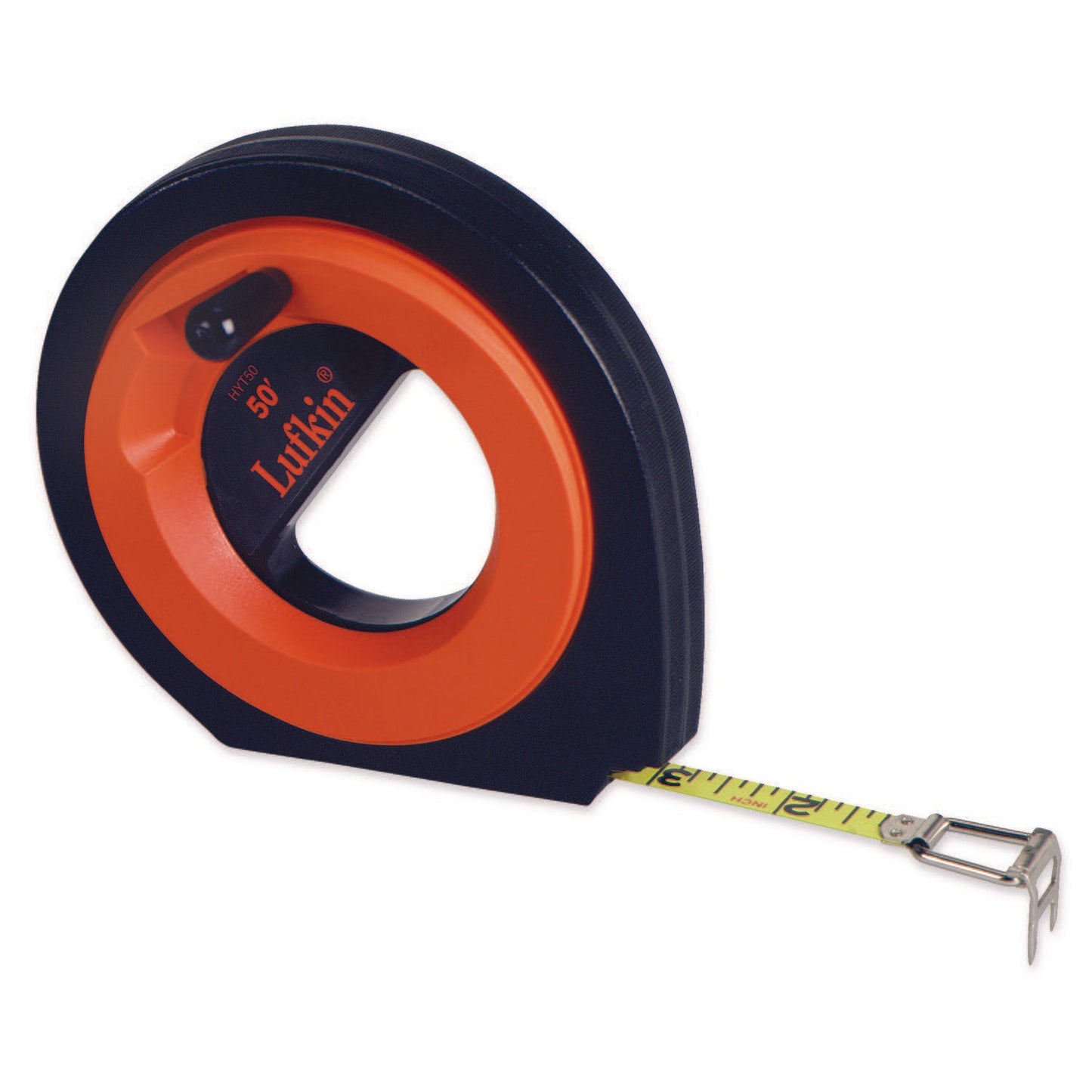 Lufkin HYT30CME 3/8 x 30m/100' Hi-Viz Orange Speedwinder SAE/Metric Yellow Clad Dual Sided Long Steel Tape Measure