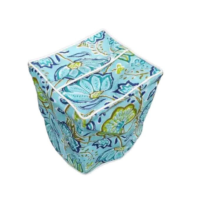 Miami Blue Floral Cotton Tissue Box Cover