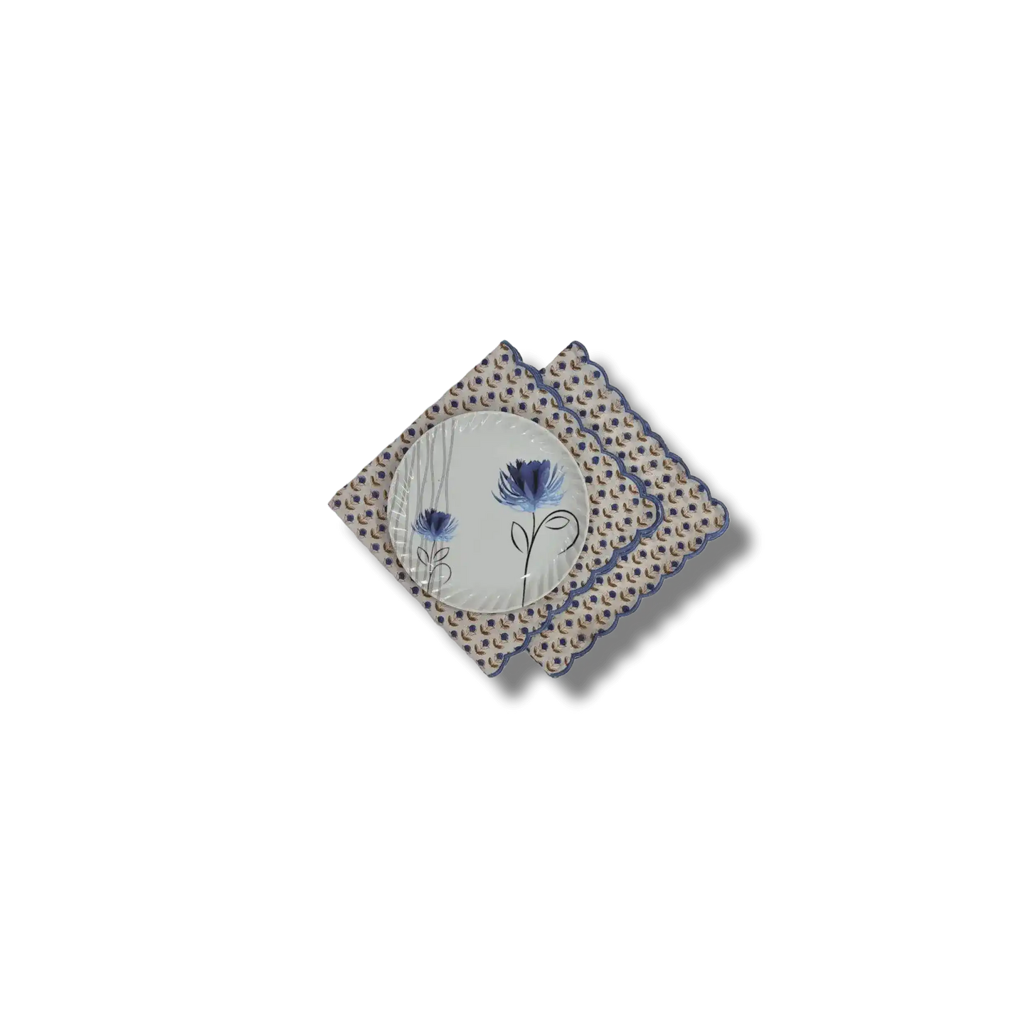 Mini Scallop Denim Blue Cotton Napkins