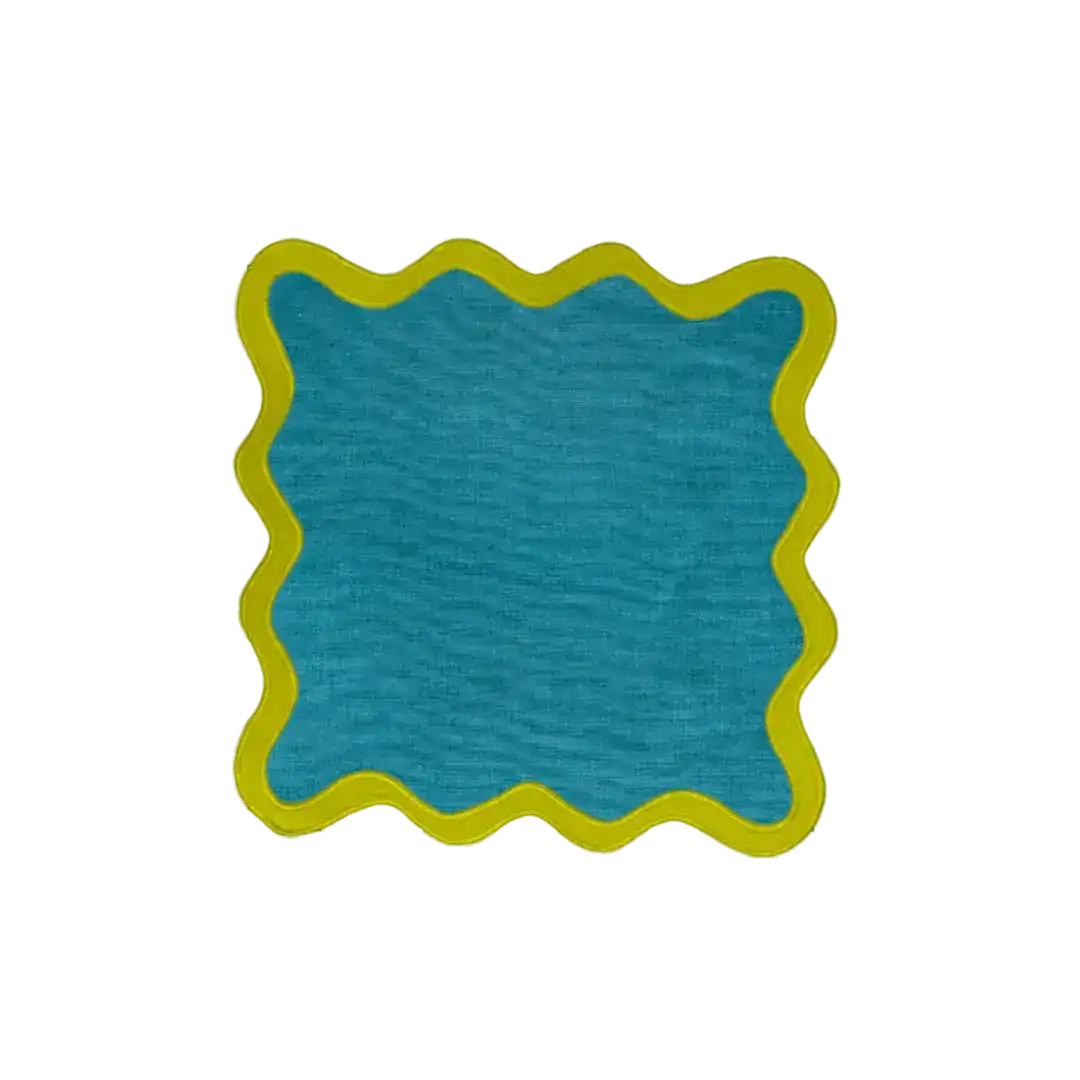 Mustard and Blue Scallop 100% Linen Placemat