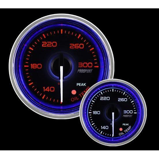 Prosport 52mm Crystal Blue/White Oil Temperature Gauge - Universal