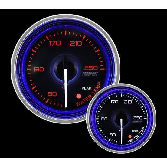 Prosport 52mm Crystal Blue/White Water Temperature Gauge - Universal