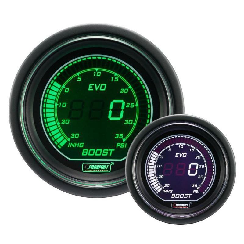 Prosport Evo Electrical Boost Gauge - Green/White - Universal