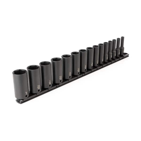 6-Point Impact Socket Set 3/8 in. Drive SAE Deep, 15-Piece