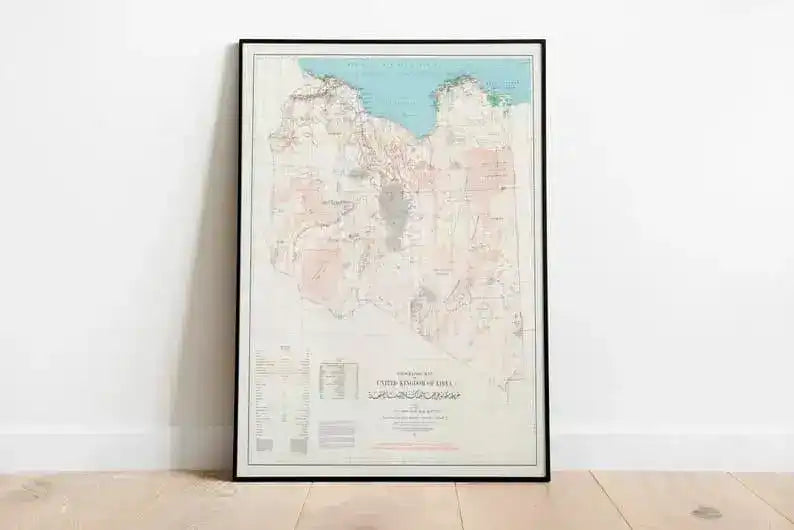 Topographic Map of Kingdom of Libya 1962| Old Map Wall Decor