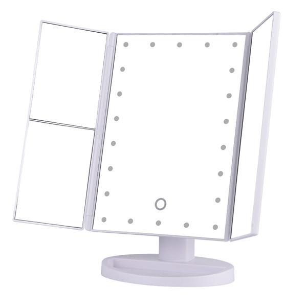 Touch Screen Folded Desktop Magnifying Mirrors with 22 LED Lights