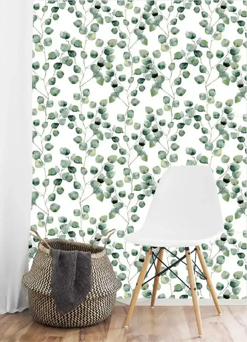 Watercolor Green Simplistic Leaves Wallpaper