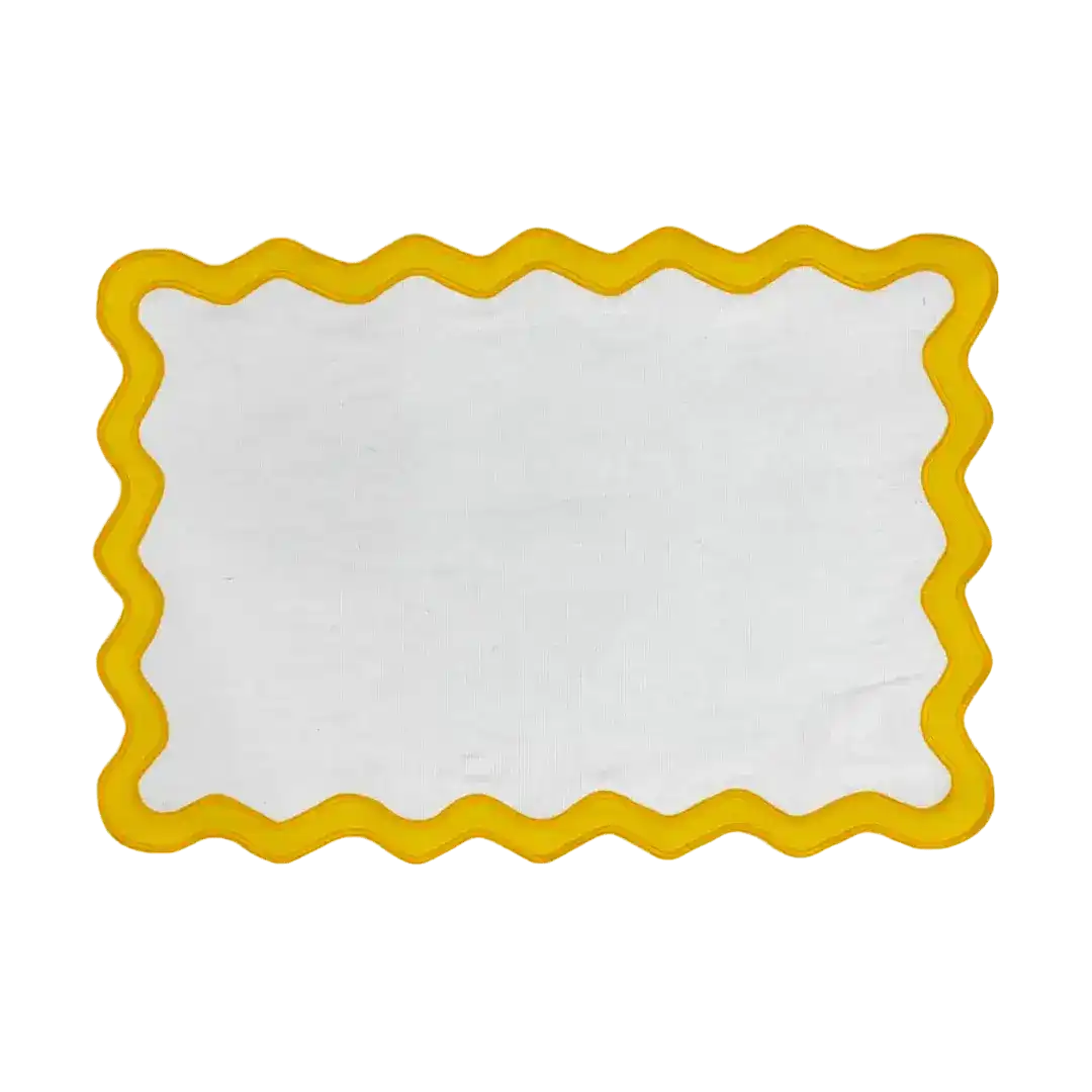 Yellow and White Scallop 100% Linen Placemat - Set of 4